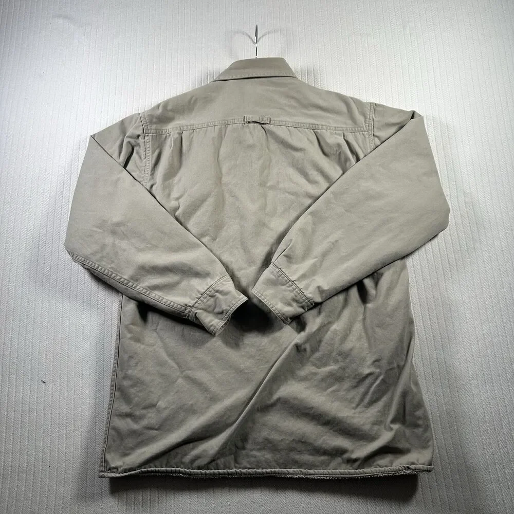 Vintage Levis Sherpa Fleece Lined Button Up Shirt Jacket Shacket Mens M Tan